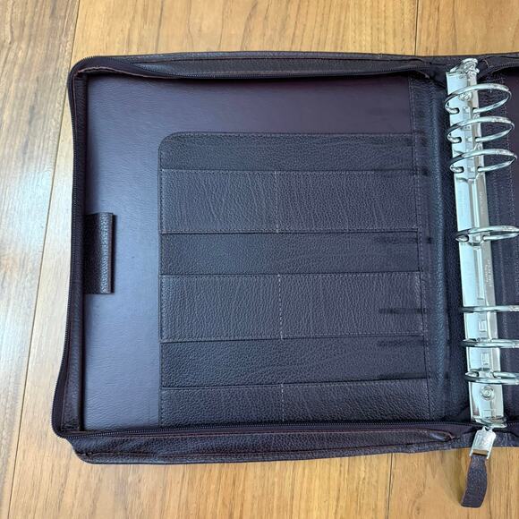 Franklin Quest Planner Brown Reddish Pebbled Leather Full Zip Large - Picture 6 of 16